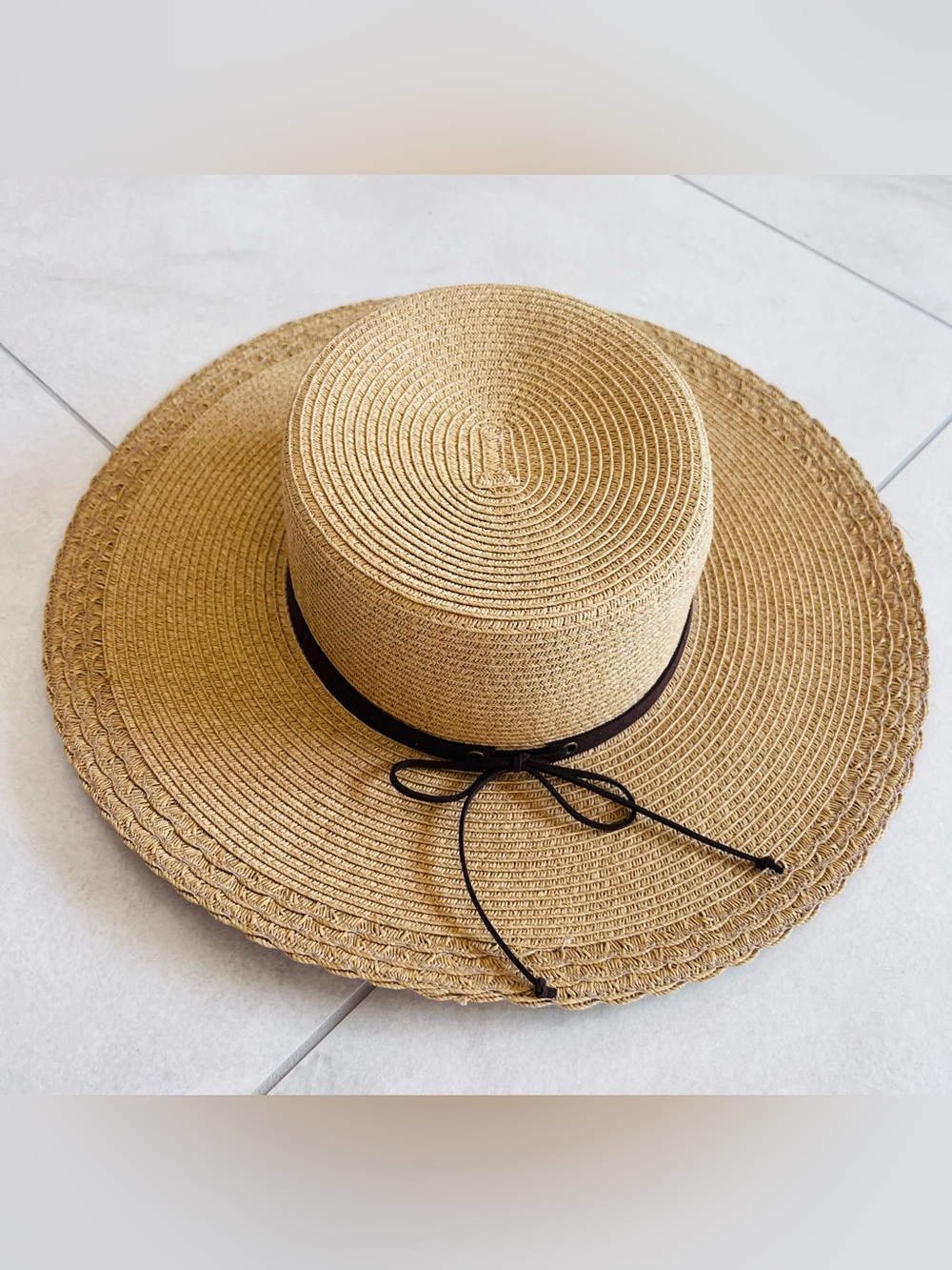 Lucky Brand Wide-Brim Straw Sun Hat in Tan NWT